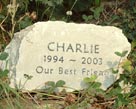 Charlie's pet memorial headstone